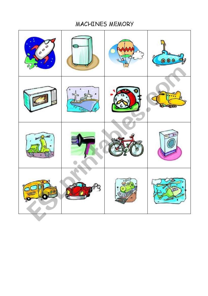 MACHINES MEMORY GAME worksheet