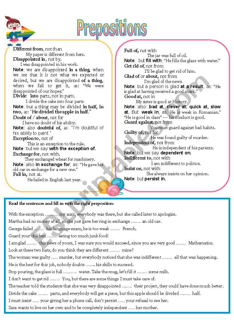 PREPOSITIONS 2 worksheet