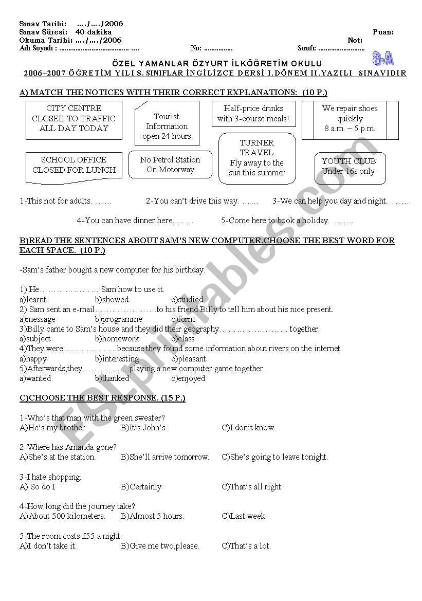 ket exam worksheet