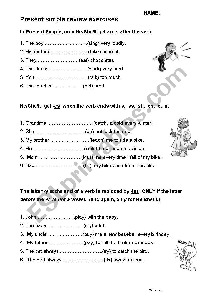 review present simple worksheet