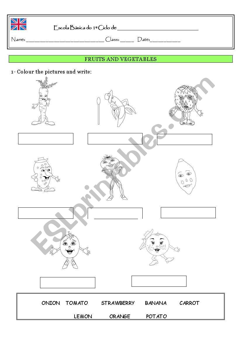 Fruits and vegetables worksheet