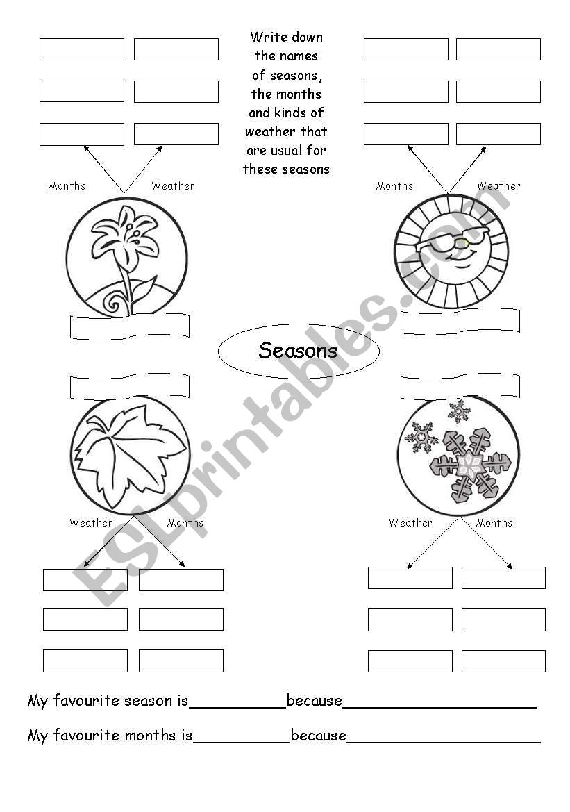 Seasons and weather worksheet