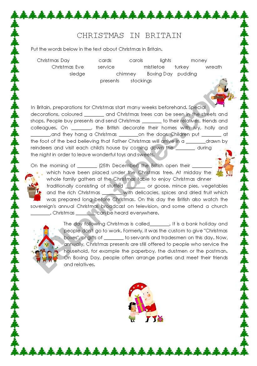 Christmas in Britain worksheet