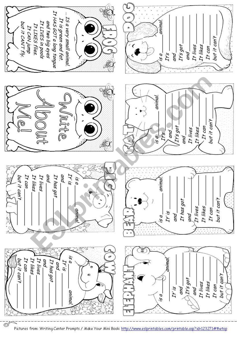 Describing Animals Mini Book worksheet