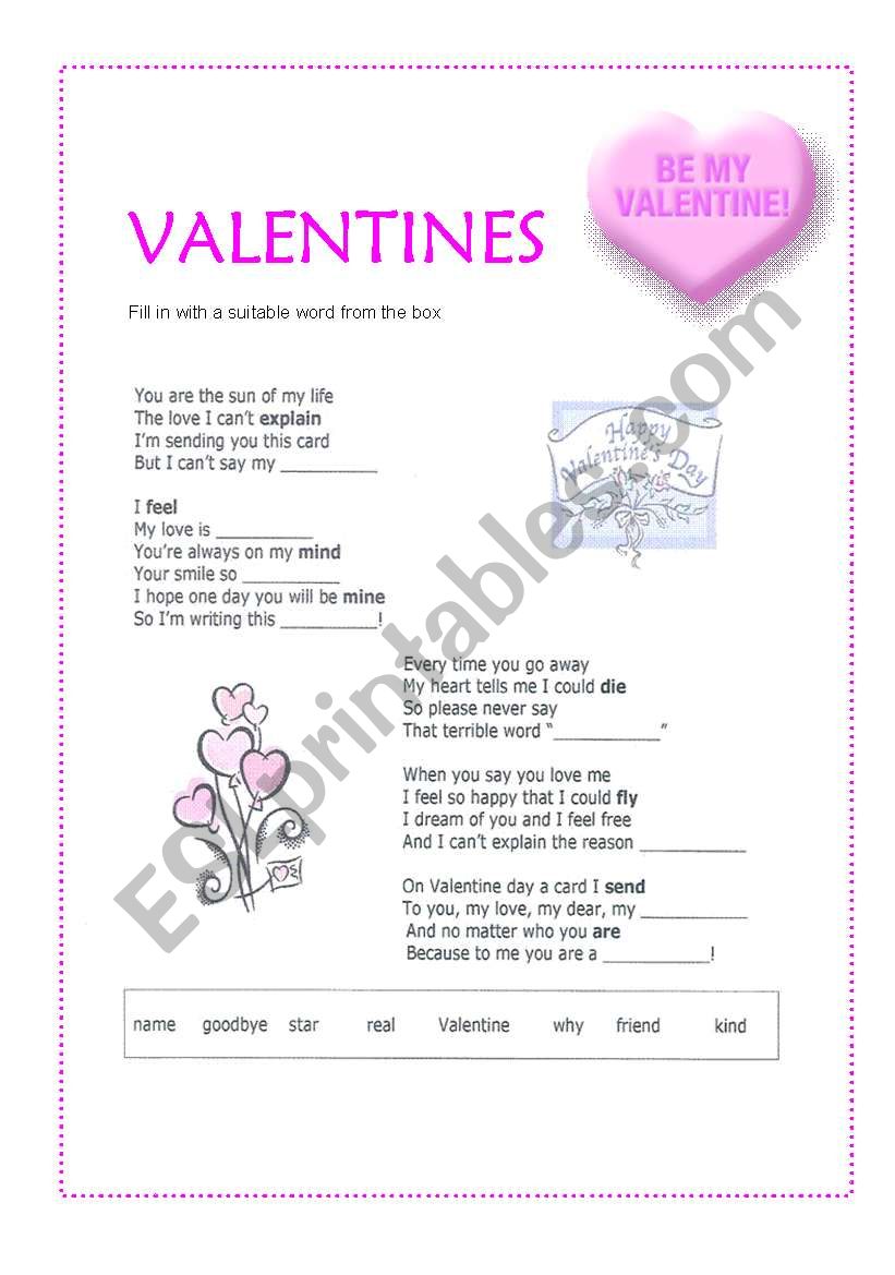 valentines worksheet