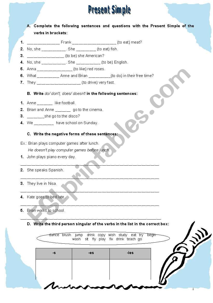 Present Simple worksheet