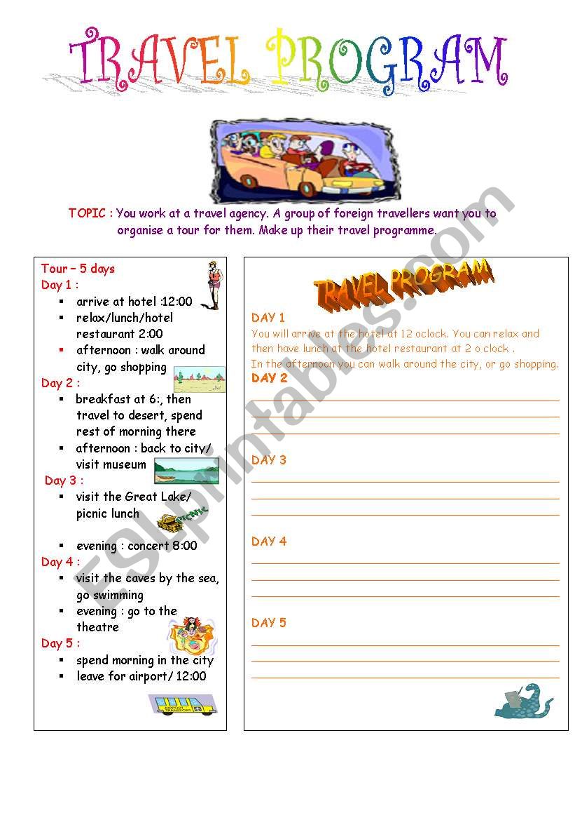 Travel Program - Future Tense worksheet