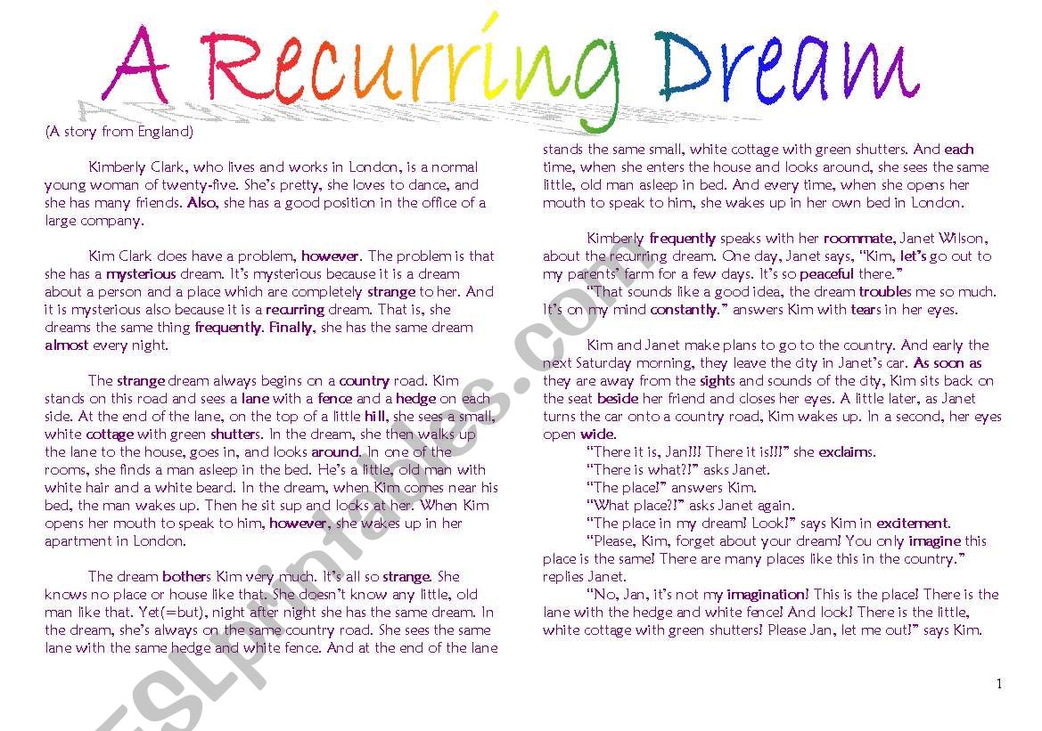 A Recurring Dream worksheet