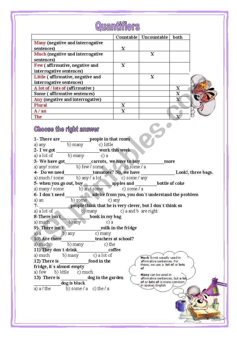 Quantifiers worksheet