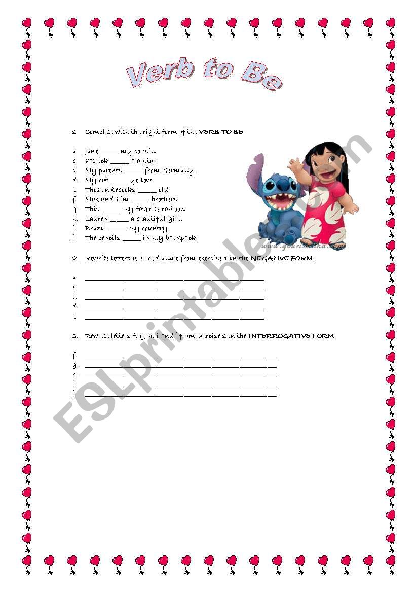 Verb To be worksheet