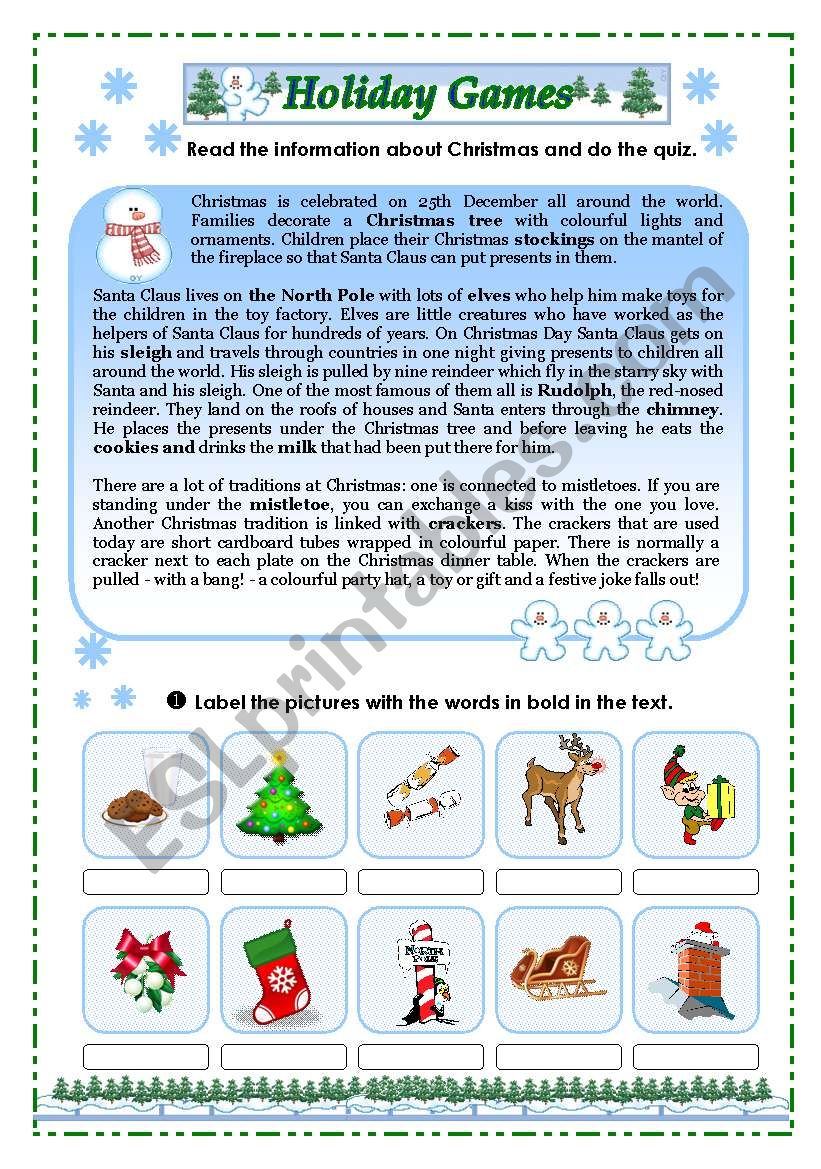 Holiday Games worksheet