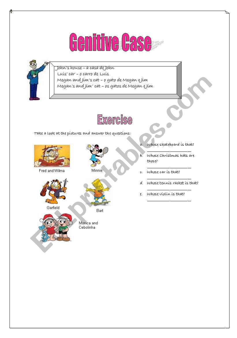 Genitive case worksheet