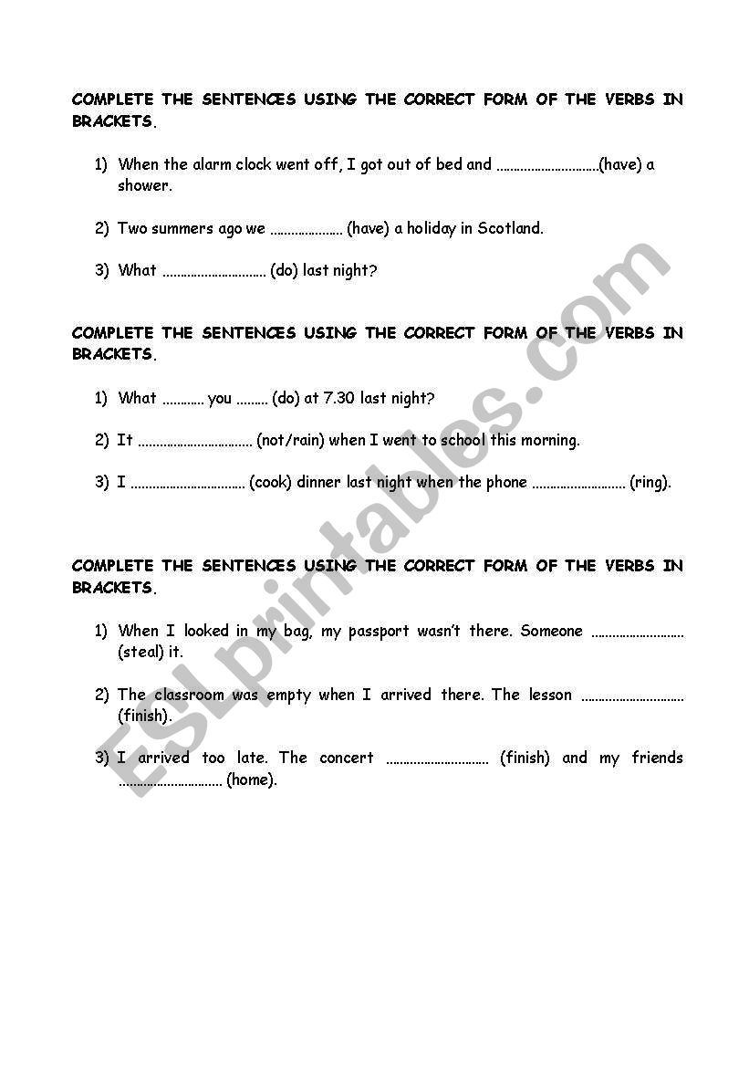 PAST TENSES worksheet