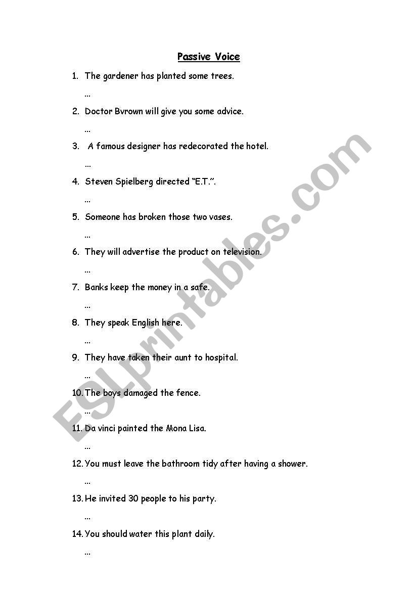 passive voice worksheet