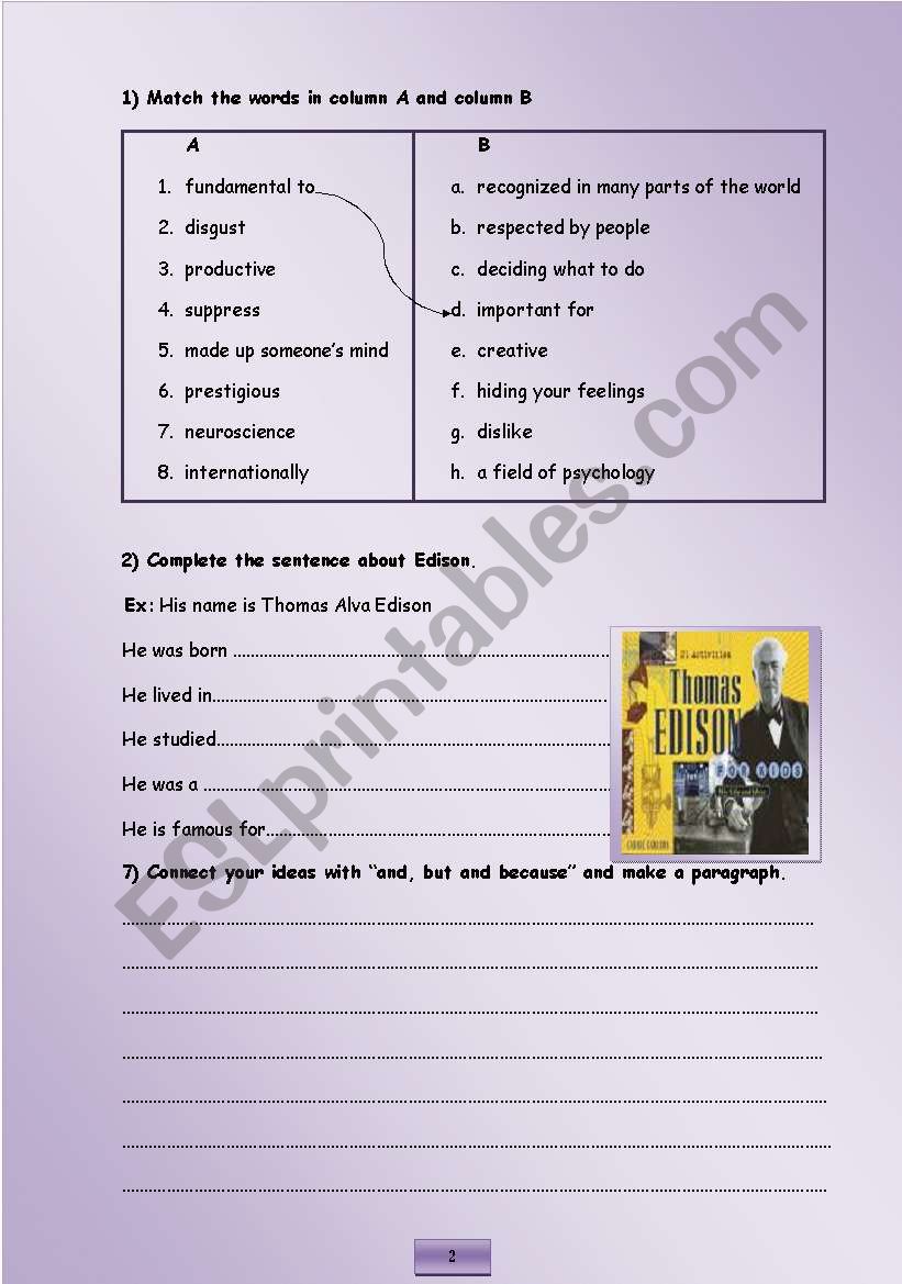 vocabulary- writing worksheet