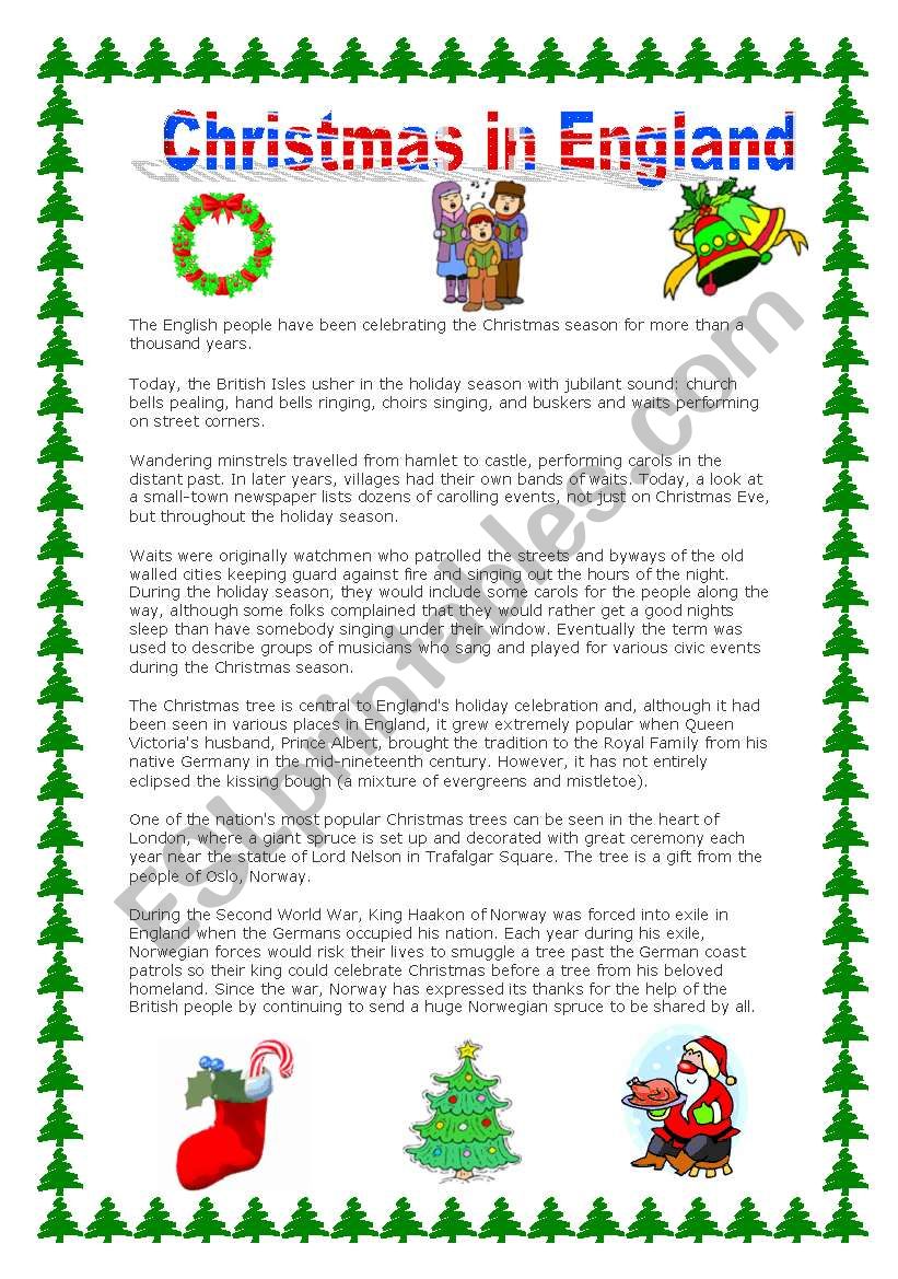 Christmas in England worksheet