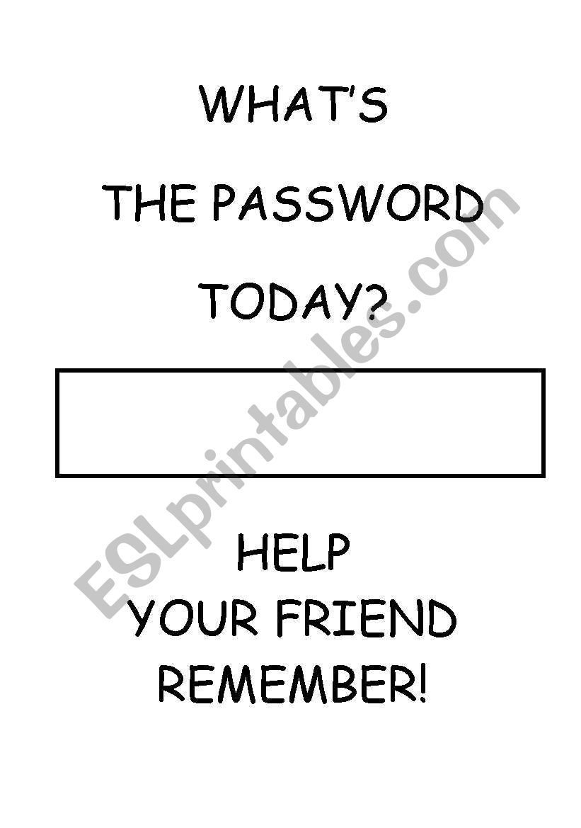 whats the password today worksheet