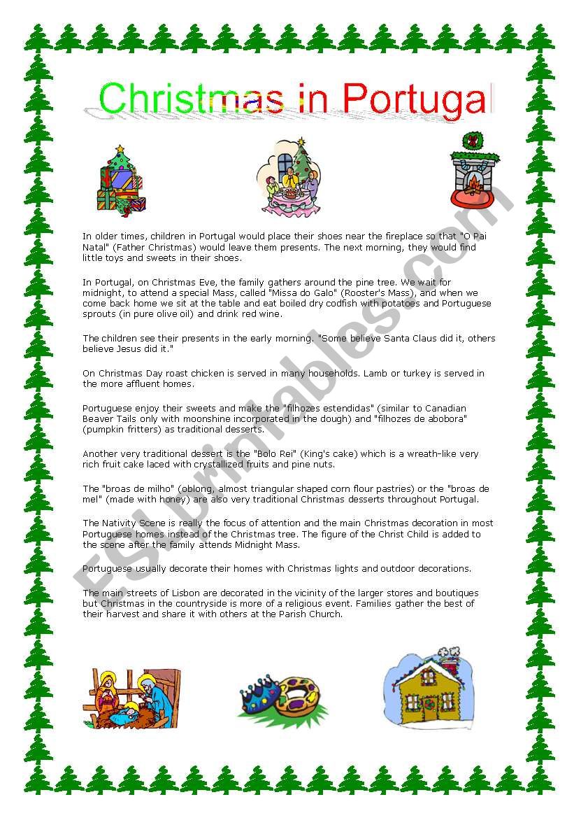 Christmas in Portugal worksheet