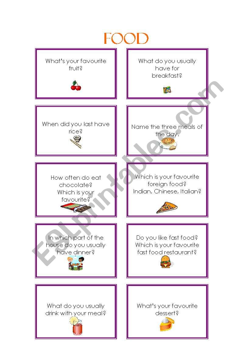 FOOD SPEAKING CARDS: A MORE SIMPLE VERSION