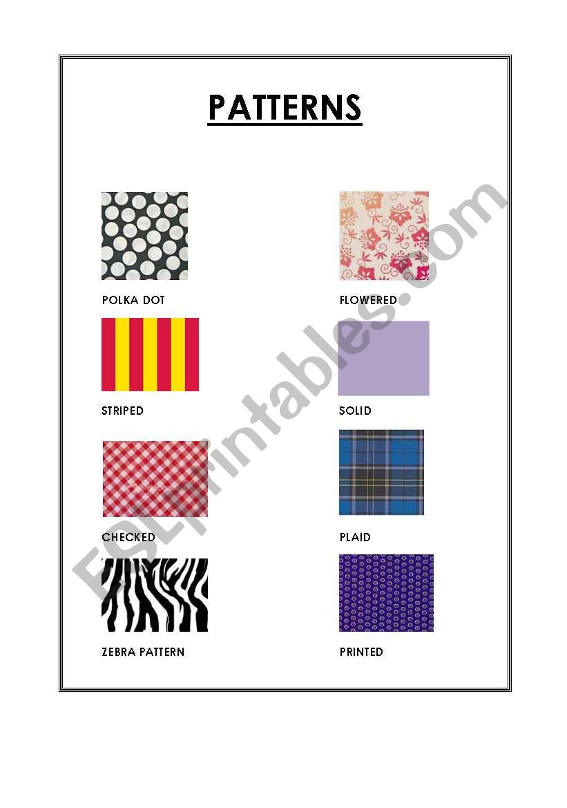 Fabric PATTENRS worksheet