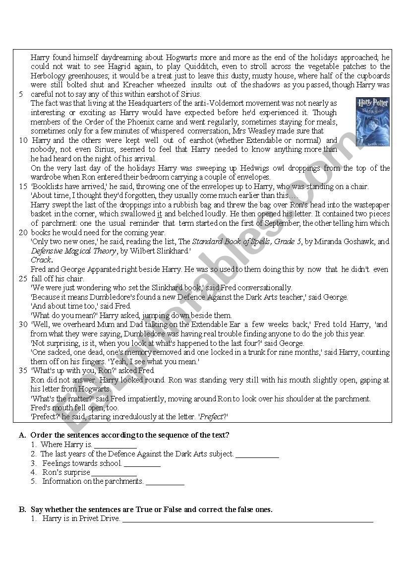 Harry Potter worksheet