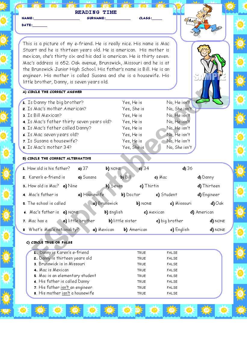 Reading Time worksheet