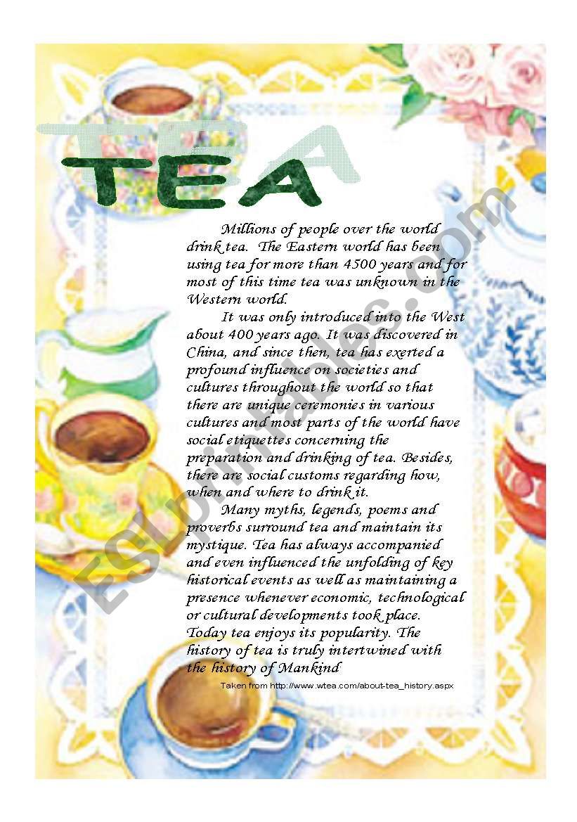 Reading: tea   worksheet