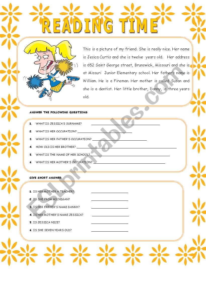 READING TIME worksheet