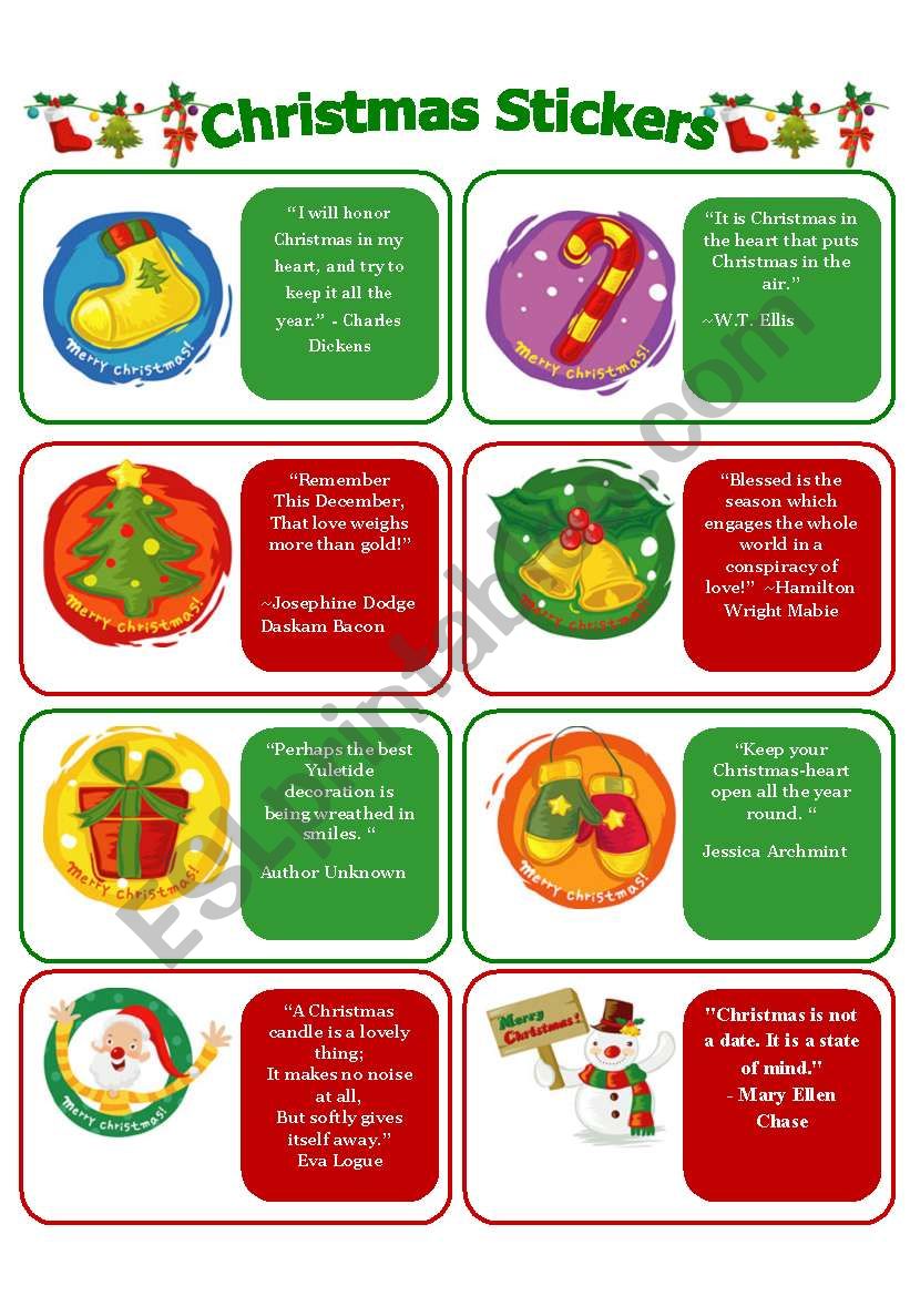 CHRISTMAS STICKERS WITH THOUGHTS!