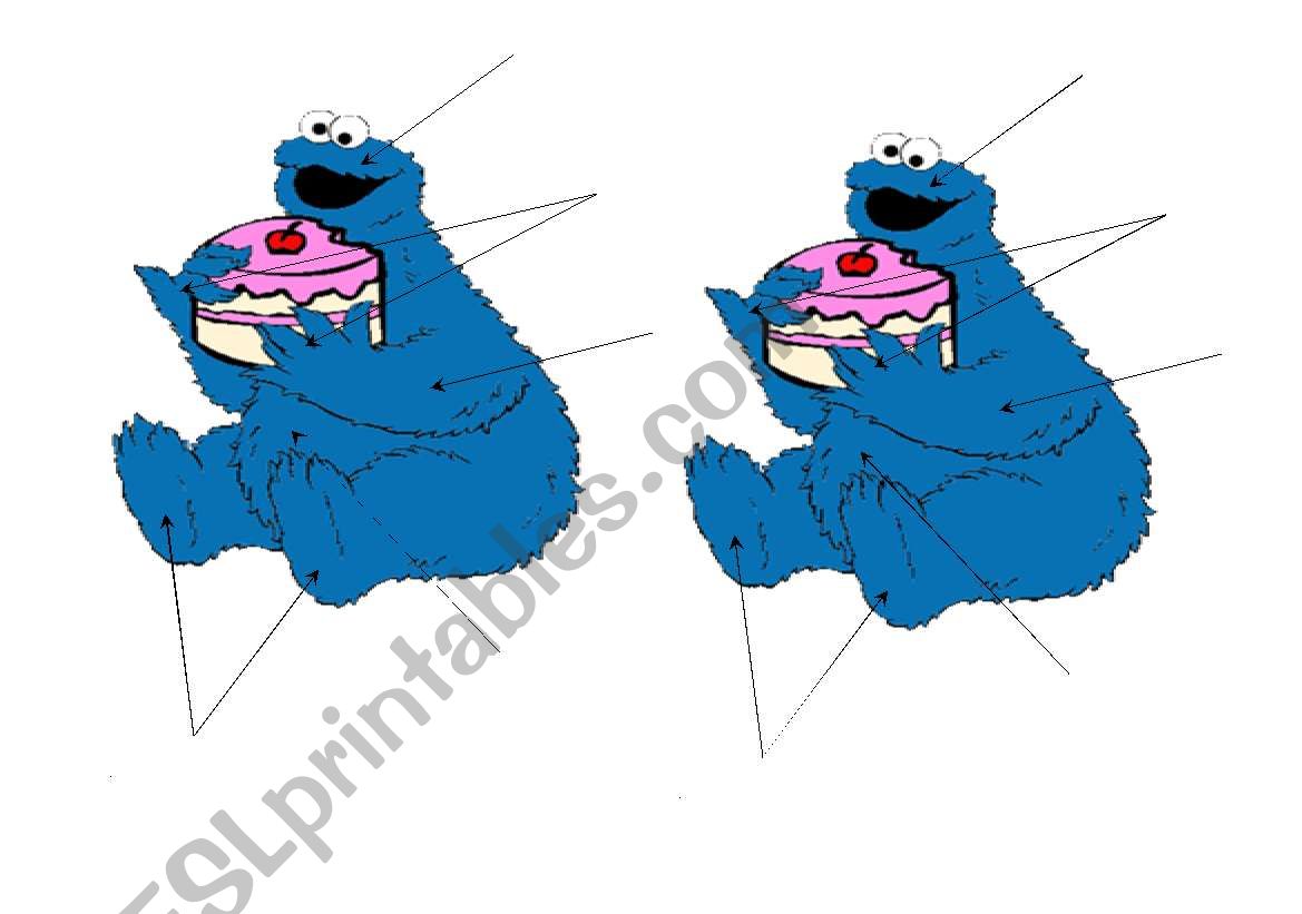 cookie monster - body worksheet