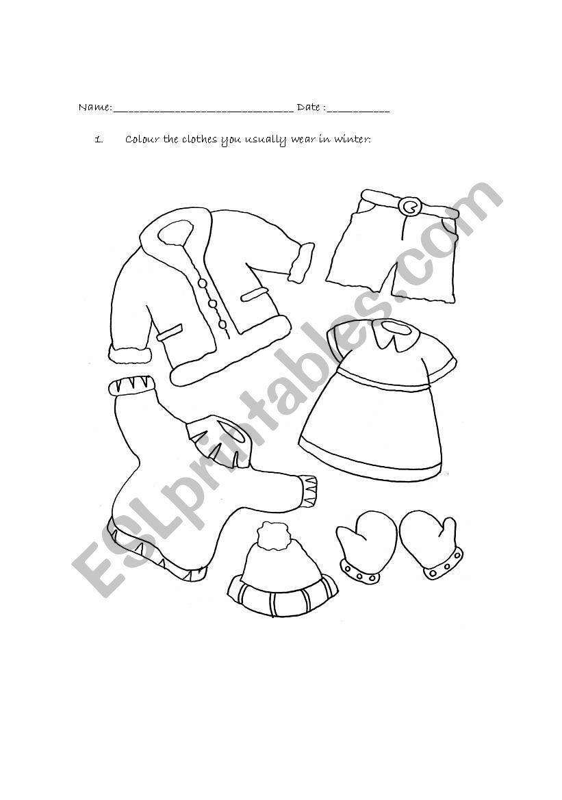 Clothes worksheets for Pre-Primary
