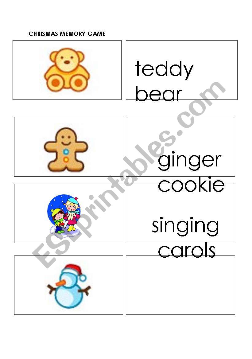 Christmas Memory Game worksheet