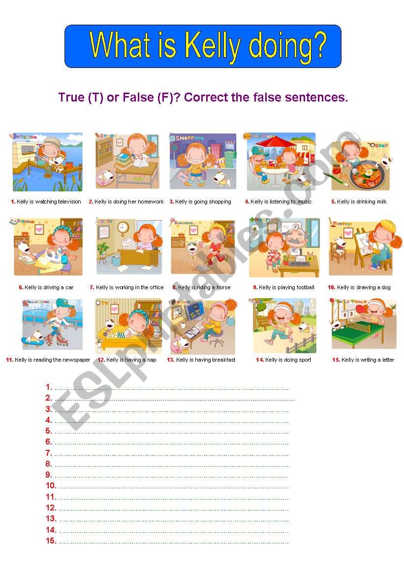 What is Kelly doing? worksheet