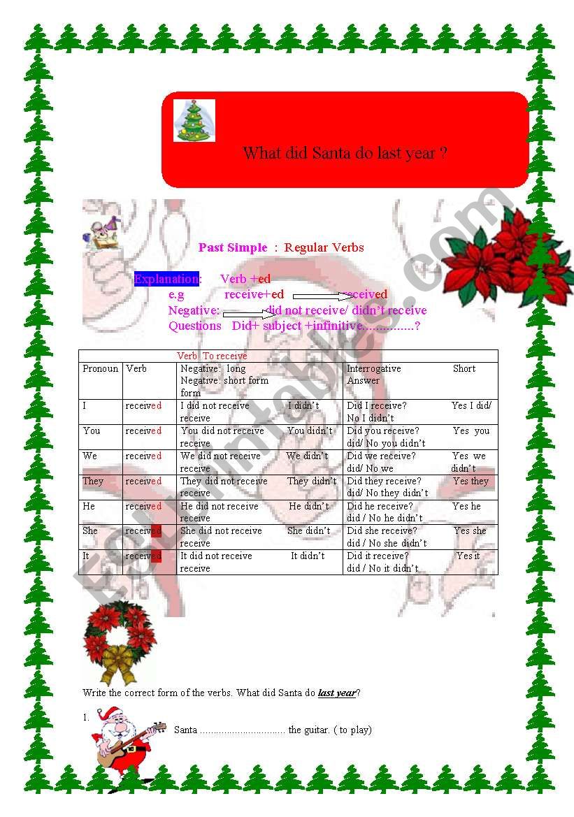 WHAT DID SANTA DO LAST YEAR? worksheet