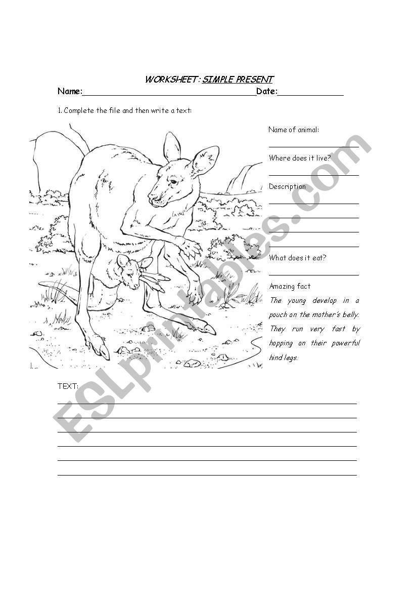Animal worksheets (2): Simple Present and descrption