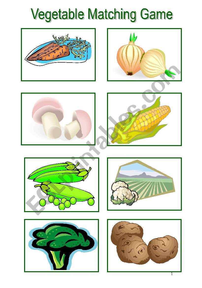 Vegetable Matching Game worksheet