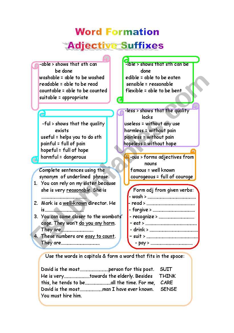 Word Formation - Adjective Suffixes