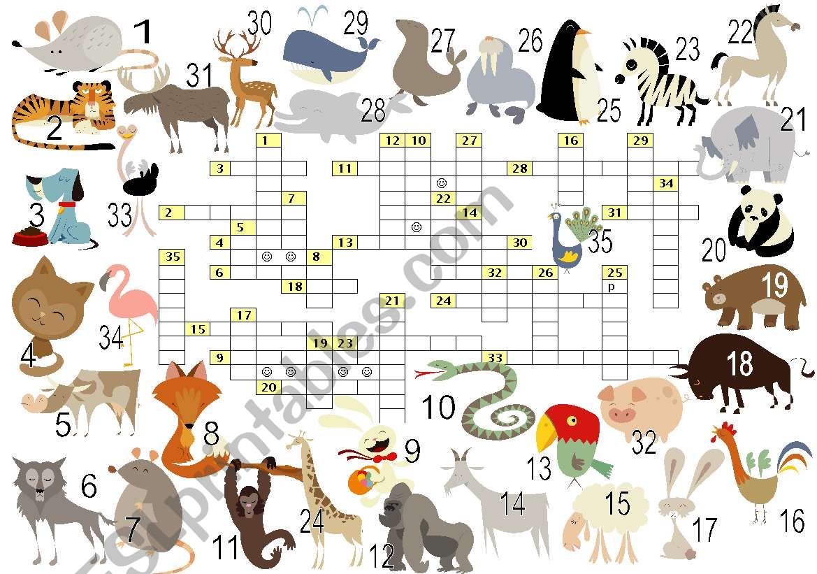 Animals crossword  worksheet