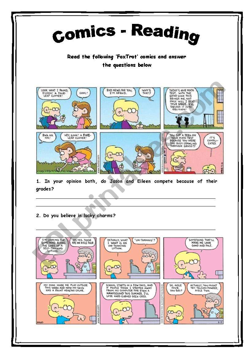 Comics - Reading Activity 6 worksheet