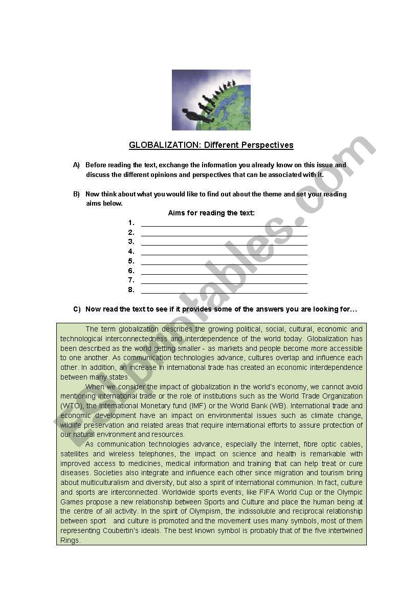 globalization/Technology worksheet