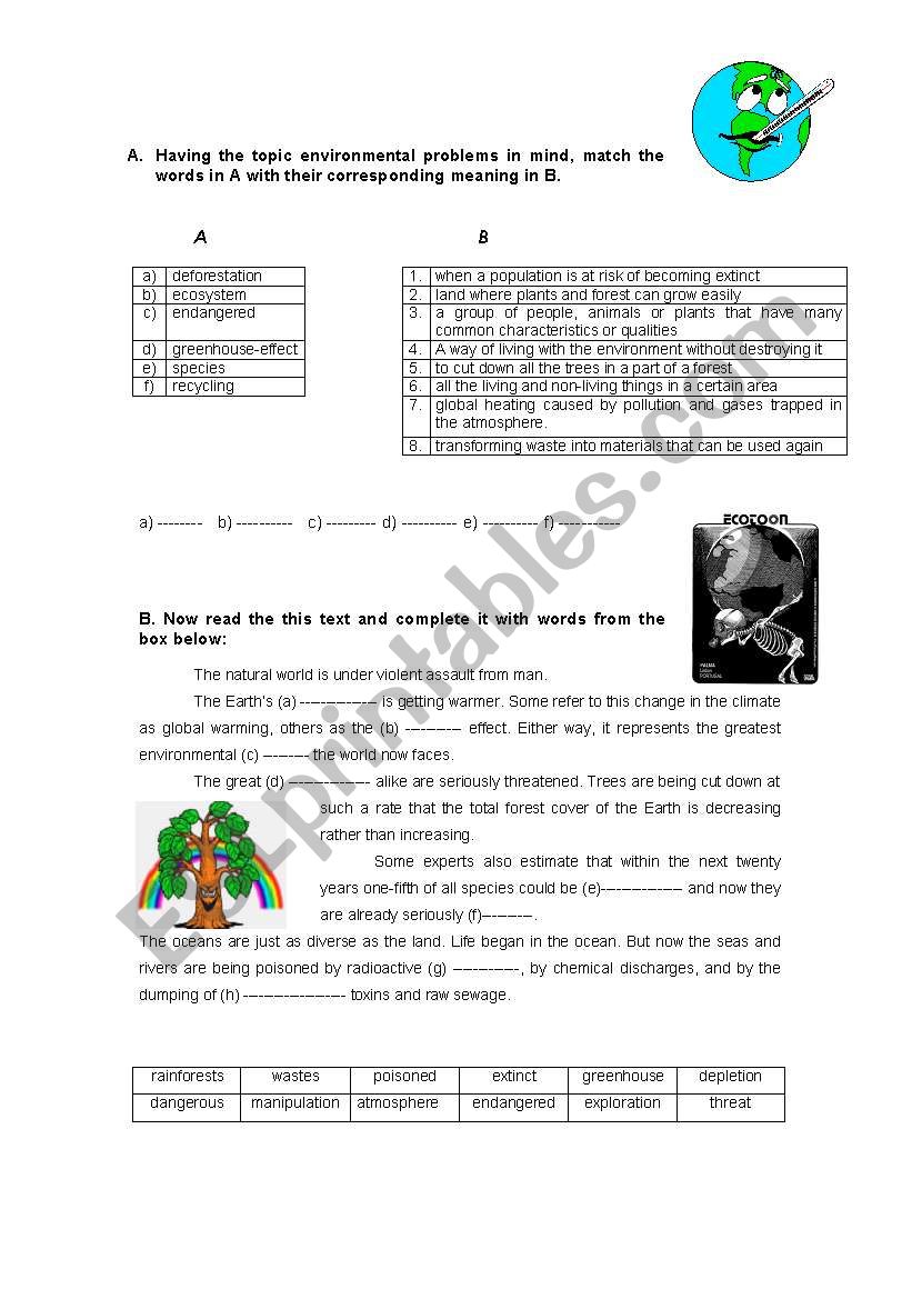 Environmental problems worksheet