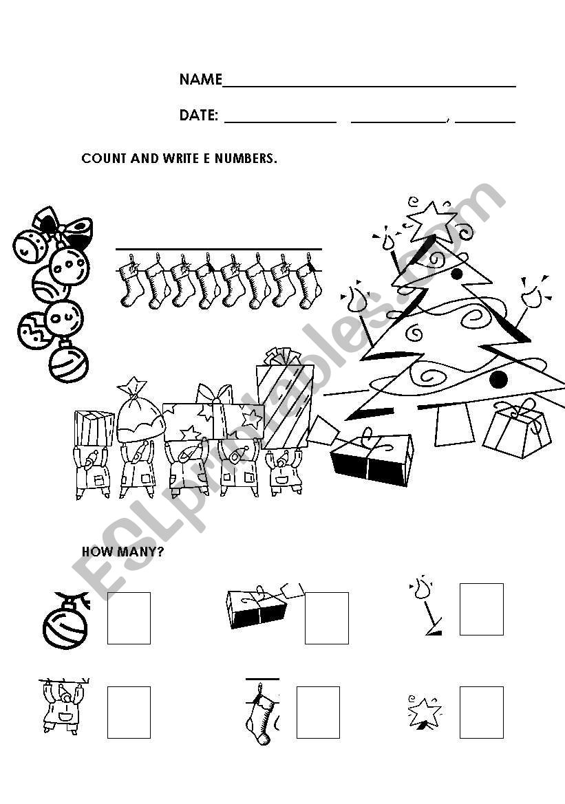 CHRISTMAS COUNTING worksheet
