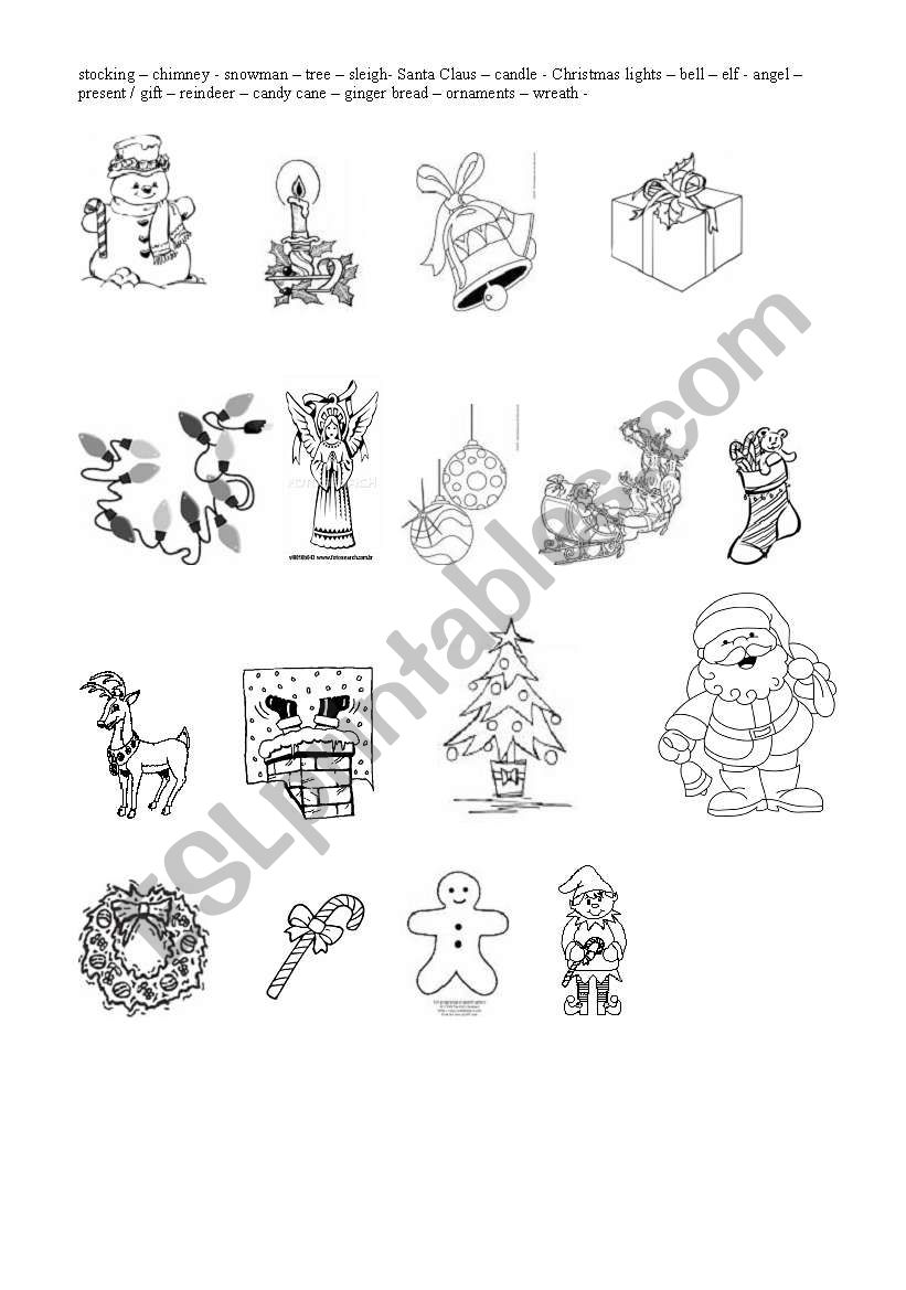 Christmas pictures worksheet