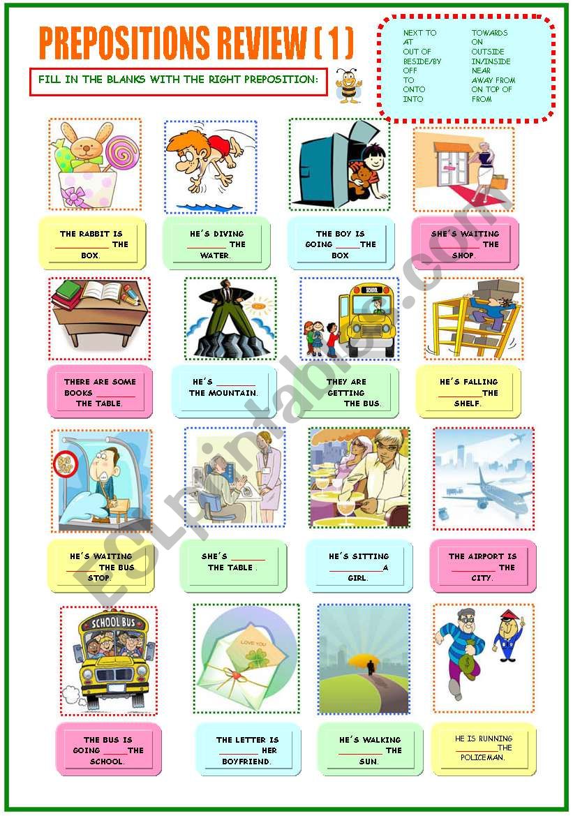 Review of prepositions worksheet