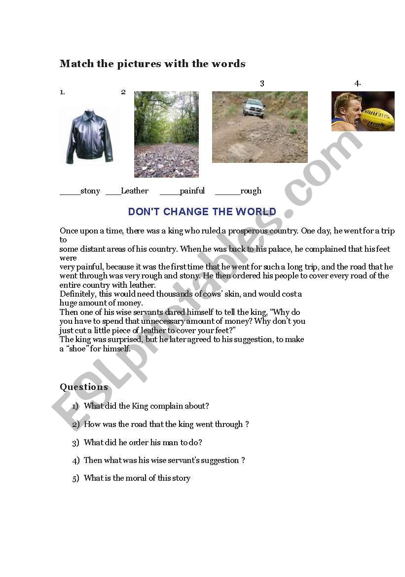 Dont change the world  worksheet