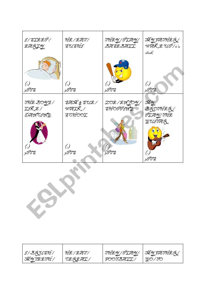 simple present game worksheet