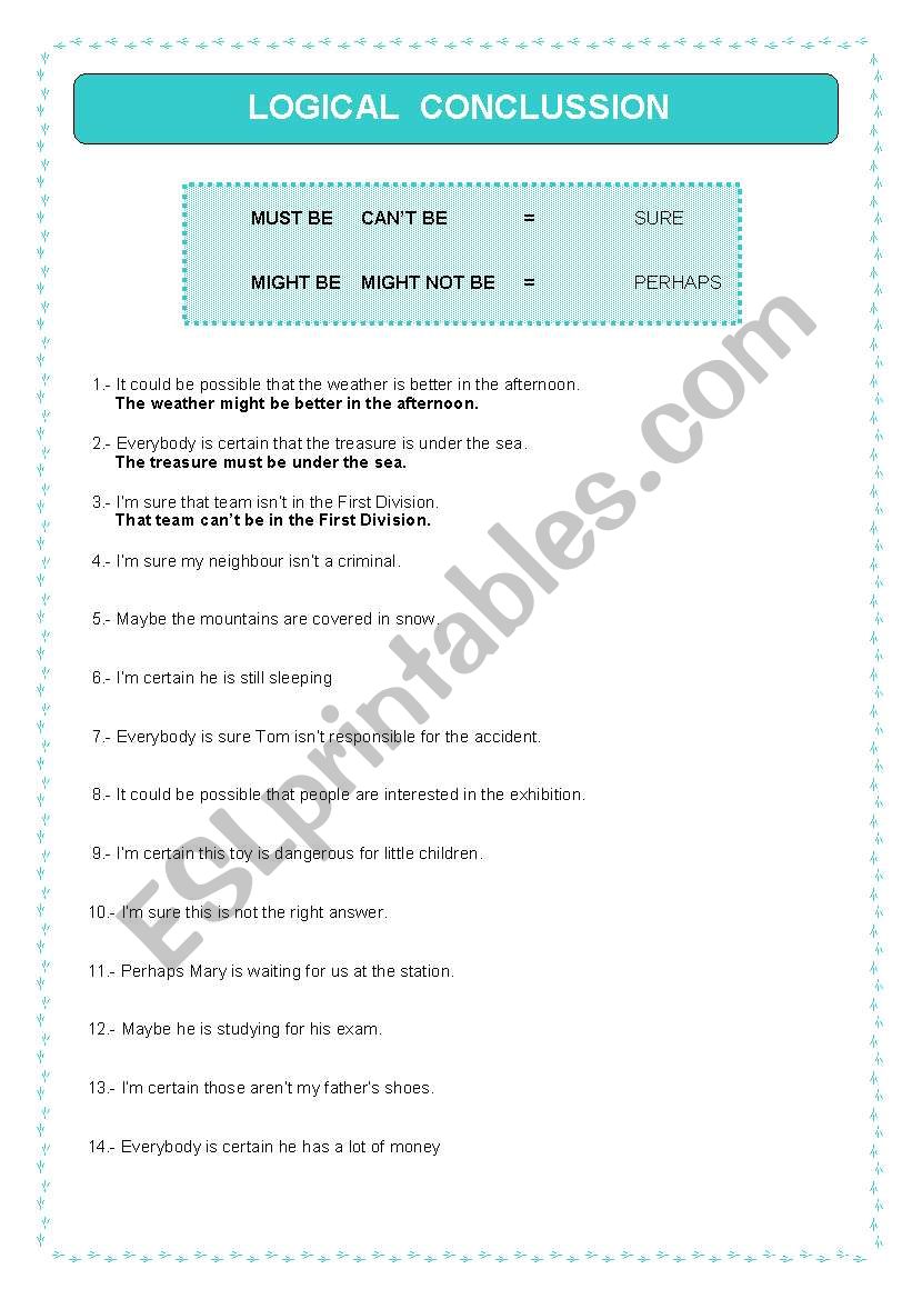 Modal Verbs - Logical conclusion 