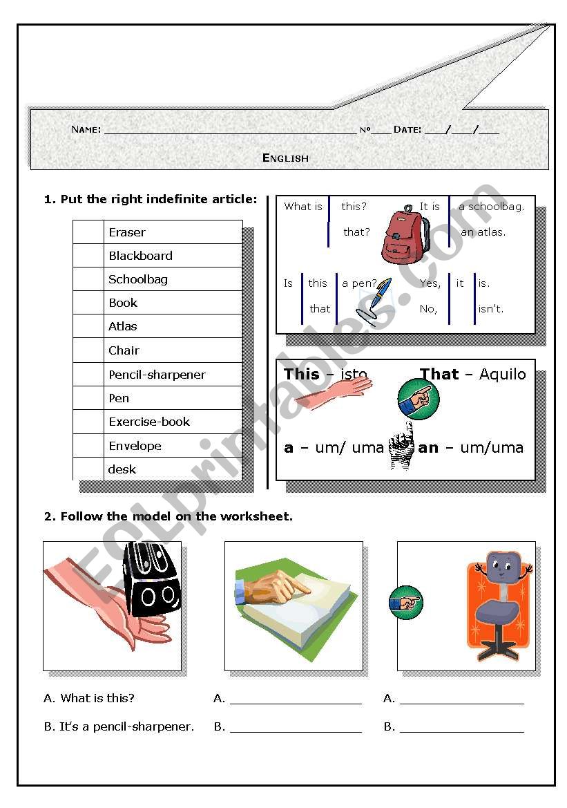 Classroom objects worksheet