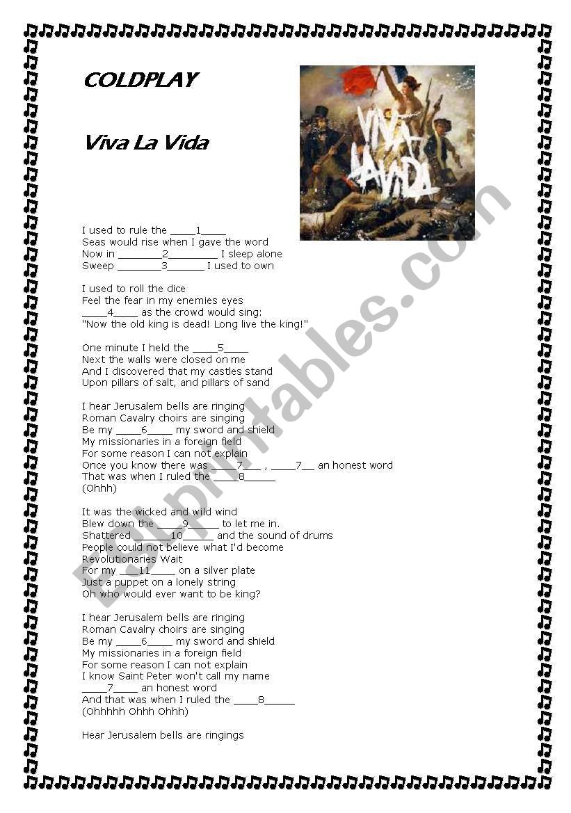 COLDPLAY: VIVA LA VIDA worksheet