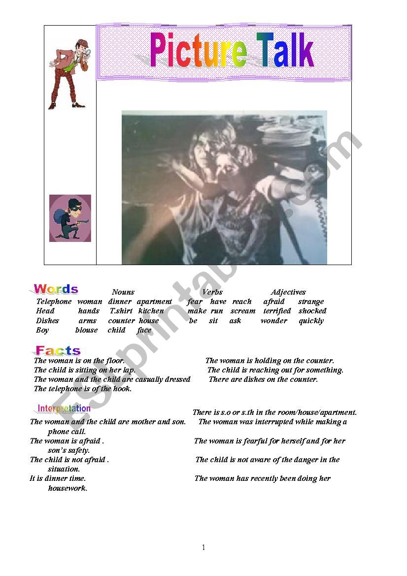 Writing. Describing a photo to write a story. This worksheet will help your students  speak and write